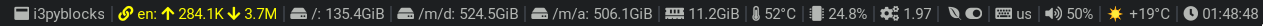 Screenshot of i3pyblocks bar.